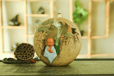 Little Monk Buddha Backflow Incense Burner with Gradient LED Light-Your Soul Place